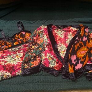 Anthropologie Multicolor Floral Lingerie 3 piece Set xs